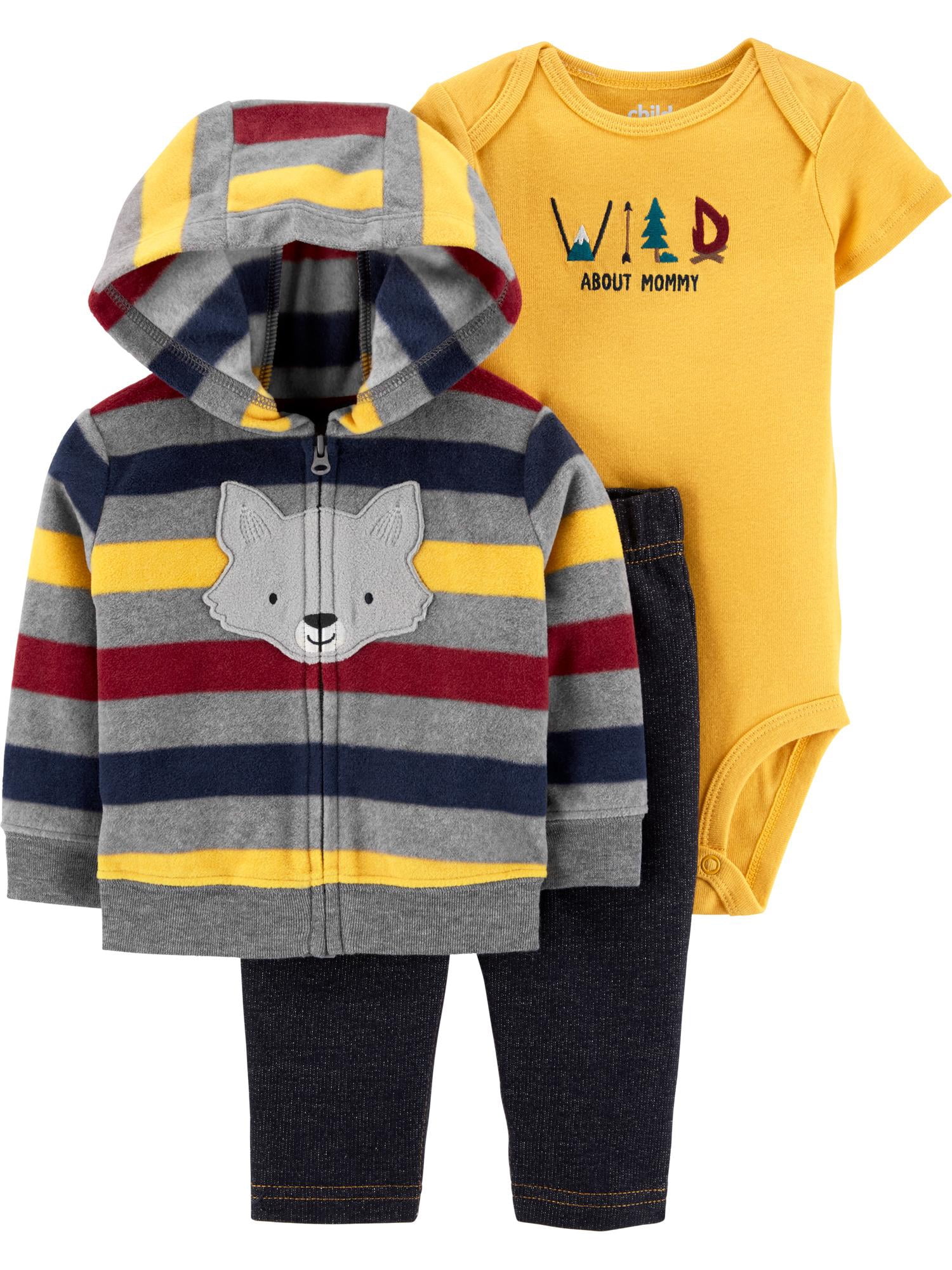 Carter's Child of Mine Baby Boy Fleece Hoodie Jacket, Bodysuit & Pants