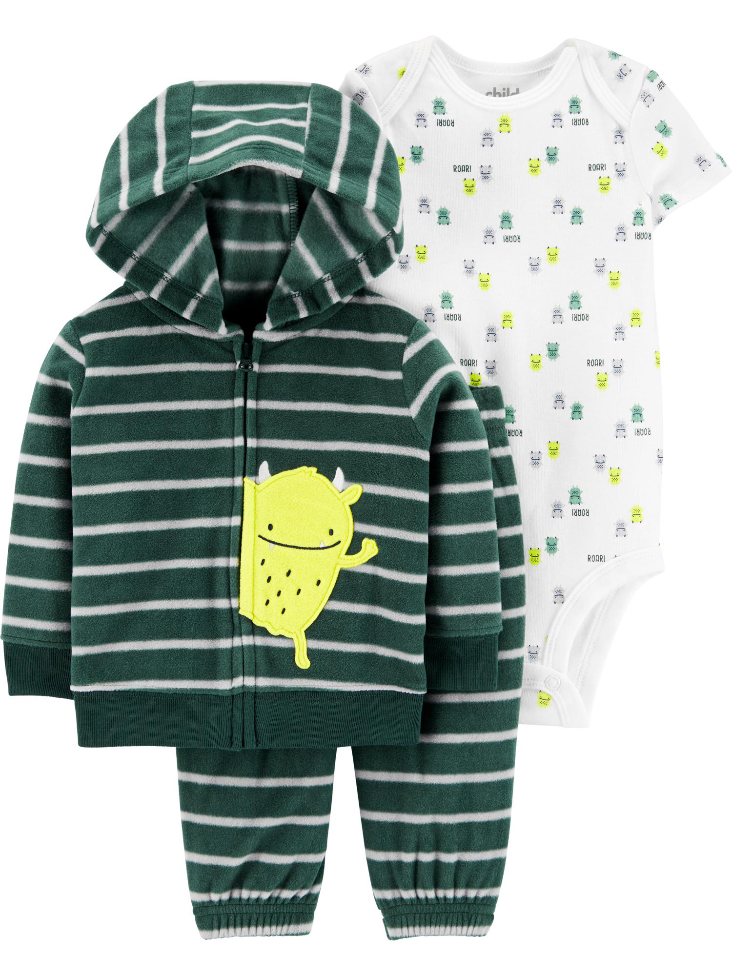 Carter's Child of Mine Baby Boy Fleece Hoodie Jacket, Bodysuit & Pants