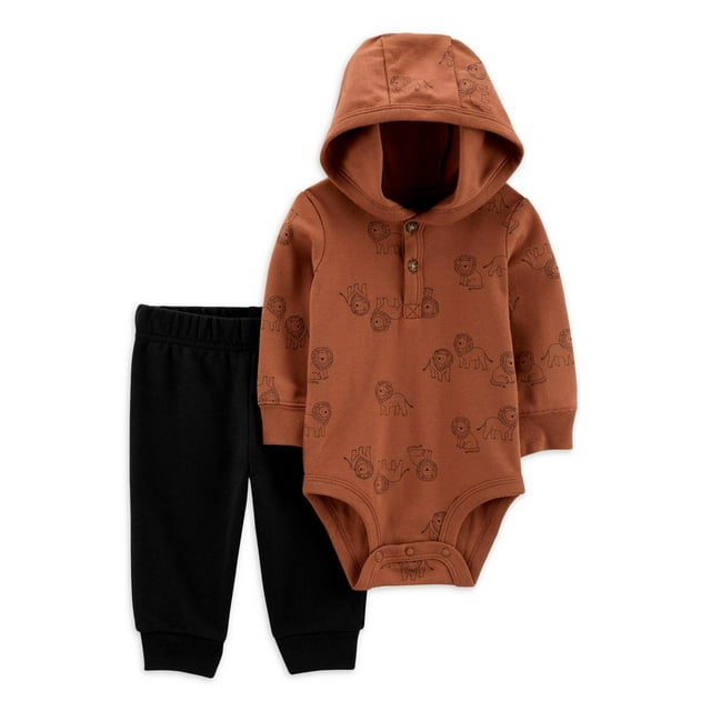 Carter's Child of Mine Baby Boy Hooded Bodysuit and Pant Outfit Set, 2Piece, Sizes 0/324