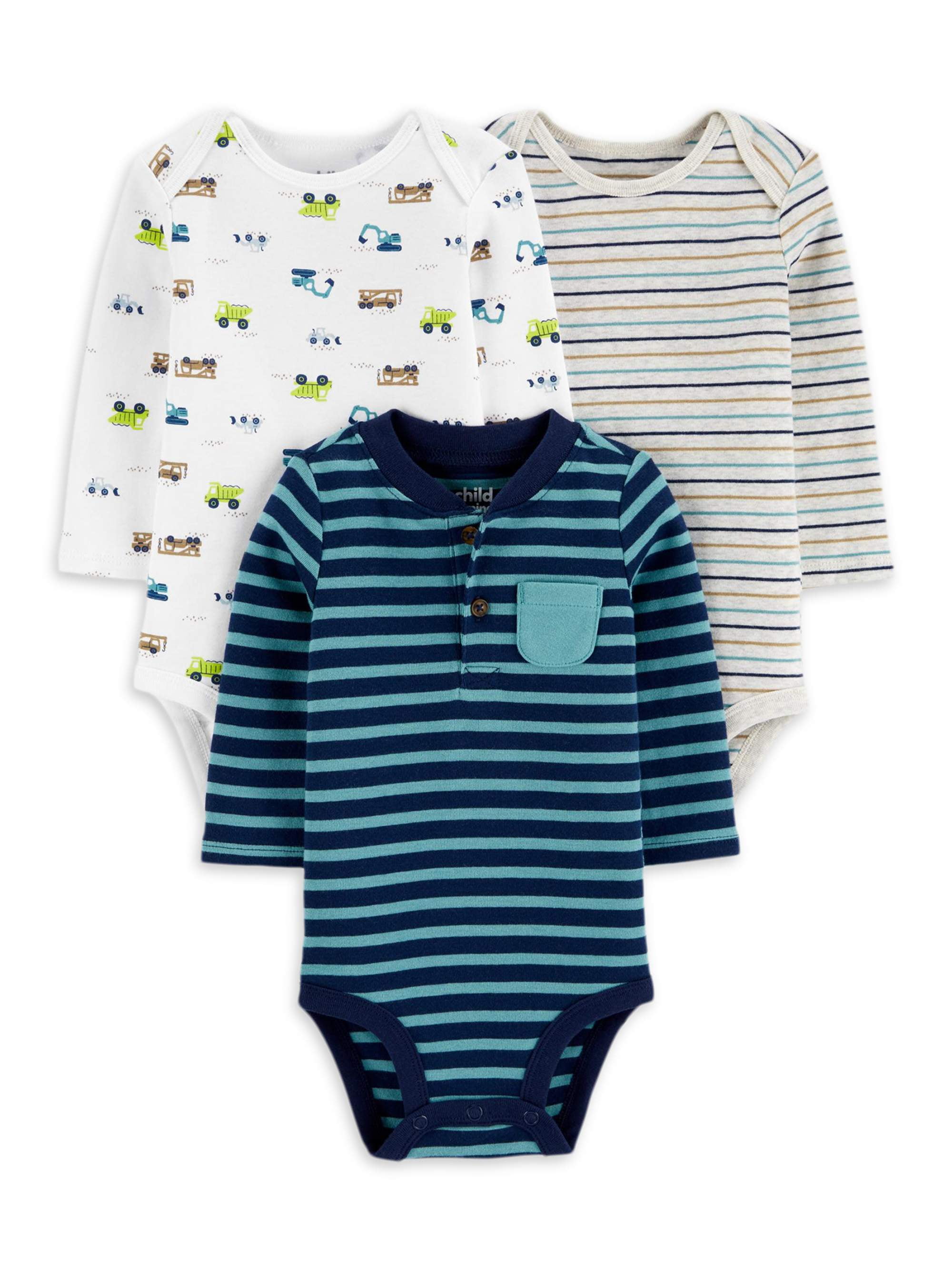 Carter's Child of Mine Baby Boy Bodysuits, 3-Pack, Sizes Preemie