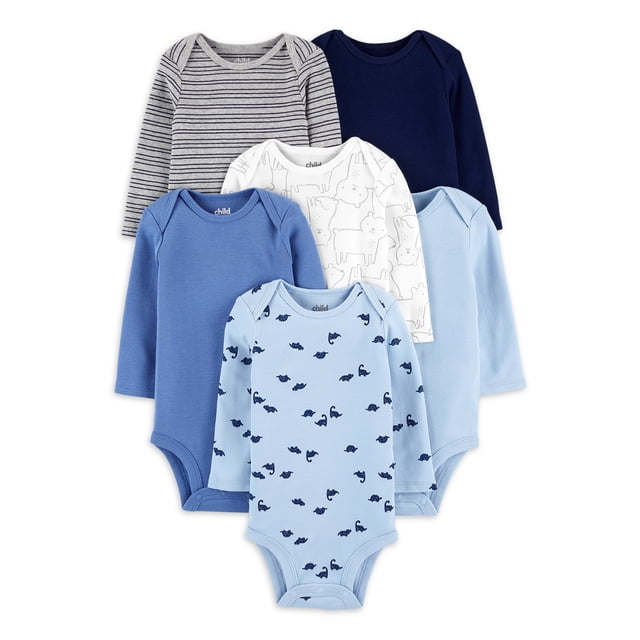 Carter's Child of Mine Baby Boy Long Sleeve Bodysuits, 6Pack, Sizes