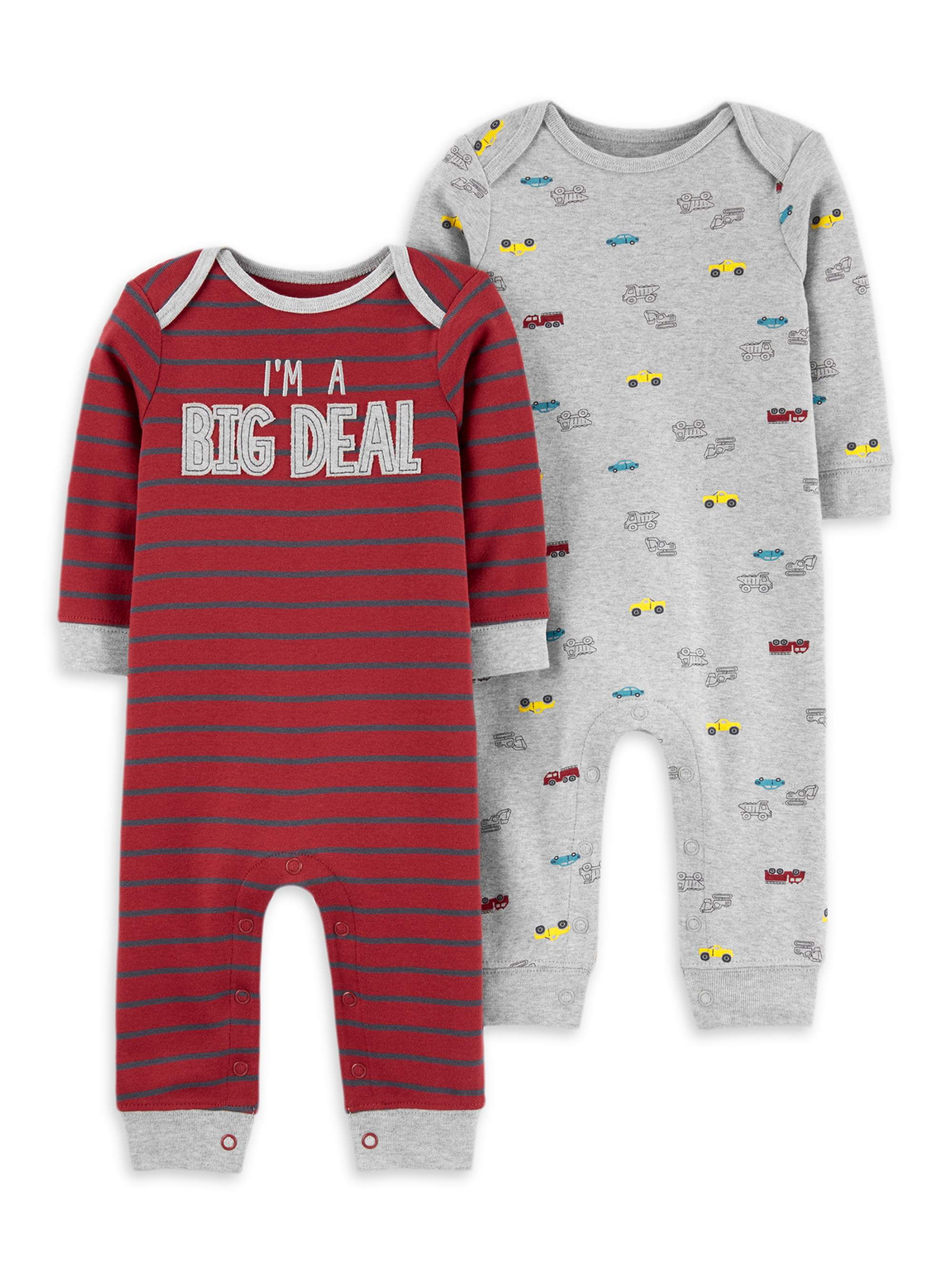 Carter's Child of Mine Baby Boy Long Sleeve Footless Coveralls, 2Pack