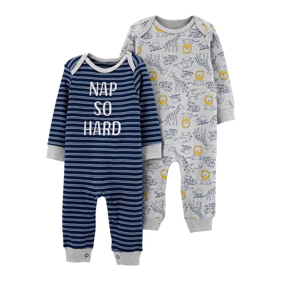 Carter's Child of Mine Baby Boy Long Sleeve Footless Coveralls, 2-Pack, Preemie-12 Months