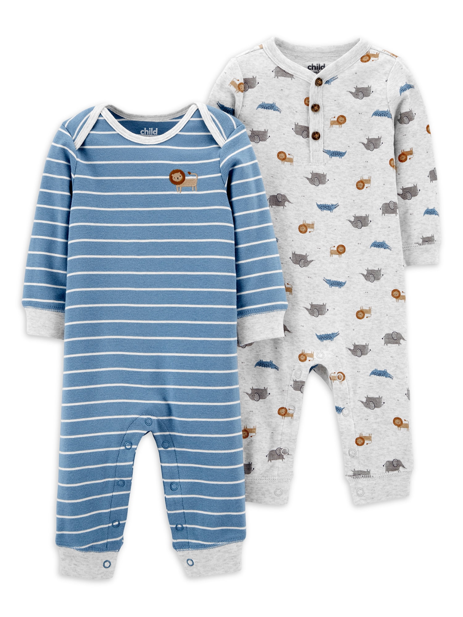 Carter's Child of Mine Baby Boy Long Sleeve Footless Coveralls, 2Pack, Preemie12 Months