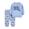 thumbnail image 1 of Carter's Child of Mine Baby Boy Long Sleeve Shirt and Fleece Jogger 2pc Outfit Set, 1 of 2