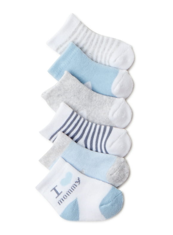 Carter's Child of Mine Baby Boy Mommy Crew Cut Socks, 6 Pack, Sizes Newborn-6 Months