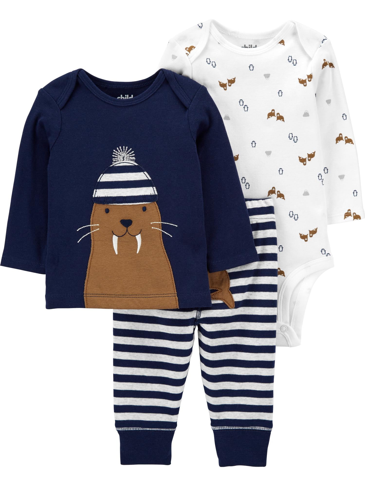 Carter's Child of Mine Baby Boy Outfit Long Sleeve Bodysuit, Tshirt