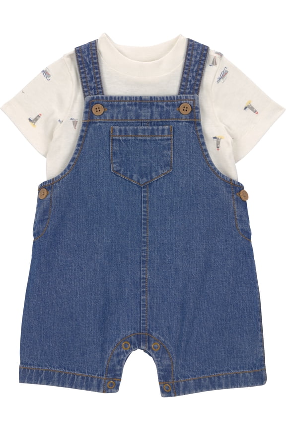 Baby Boy Overalls Set, 2-Piece, Sizes 0/3-24 Months