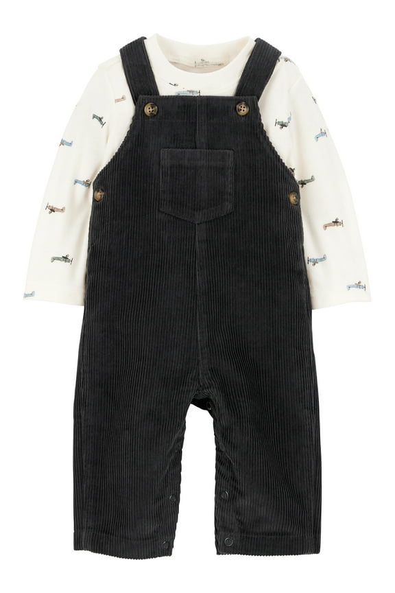 Baby and Toddler Boy Overalls Set, 2-Piece, Sizes 0/3-24 Months
