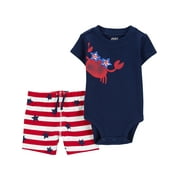 Carter's Child of Mine Baby Boy Patriotic Bodysuit and Pant Set, 2-Piece, Sizes Preemie-12M