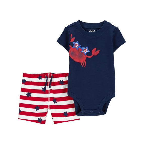 Carter's Child of Mine Baby Boy Patriotic Bodysuit and Pant Set, 2-Piece, Sizes Preemie-12M