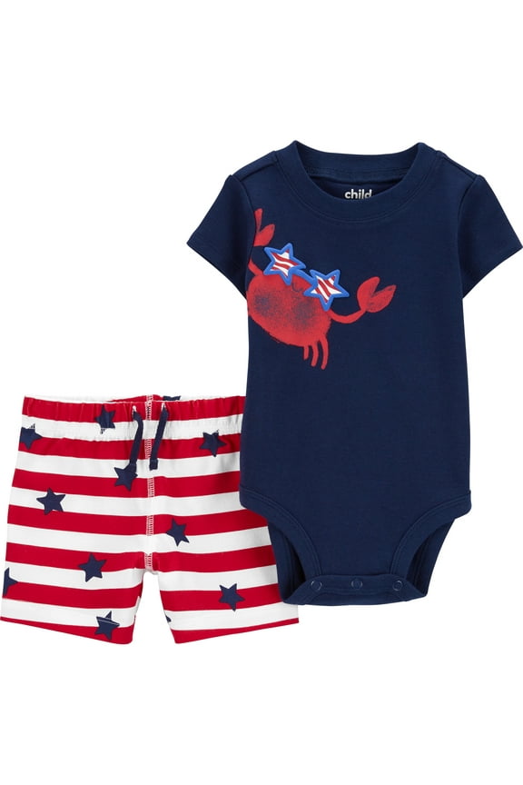 Baby Boy Patriotic Bodysuit and Pant Set, 2-Piece, Sizes Preemie-12M