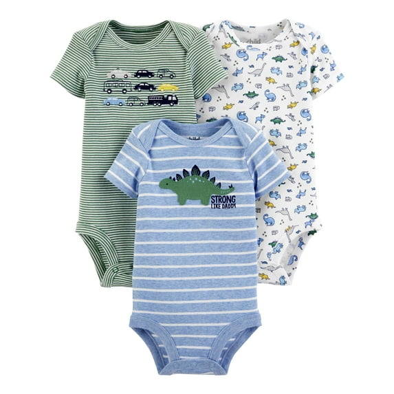 Carter's Child of Mine Baby Boy Short Sleeve Bodysuits, 3-Pack