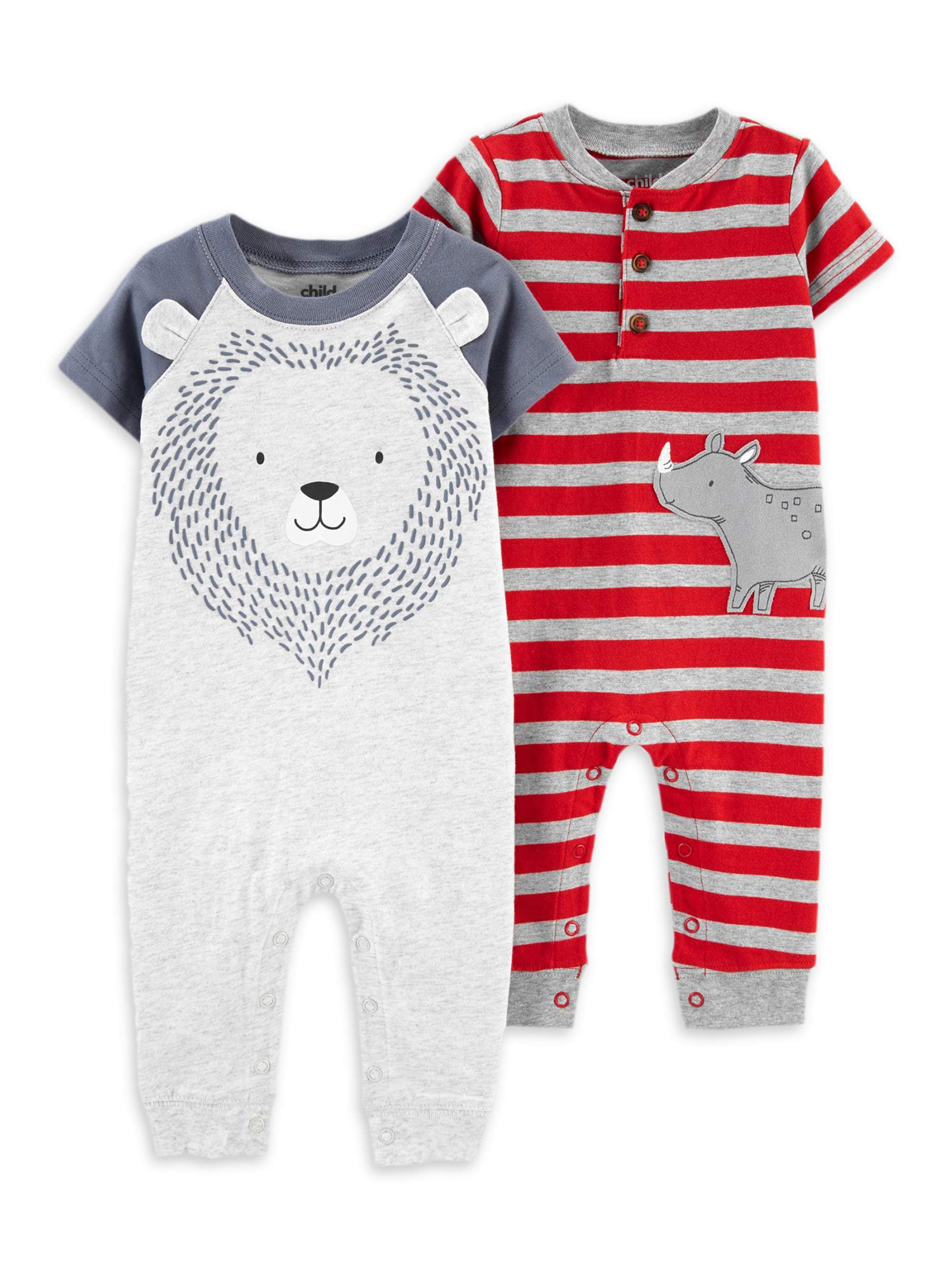 Carter's Child of Mine Baby Boy Short Sleeve Footless 1 Piece Jumpsuit