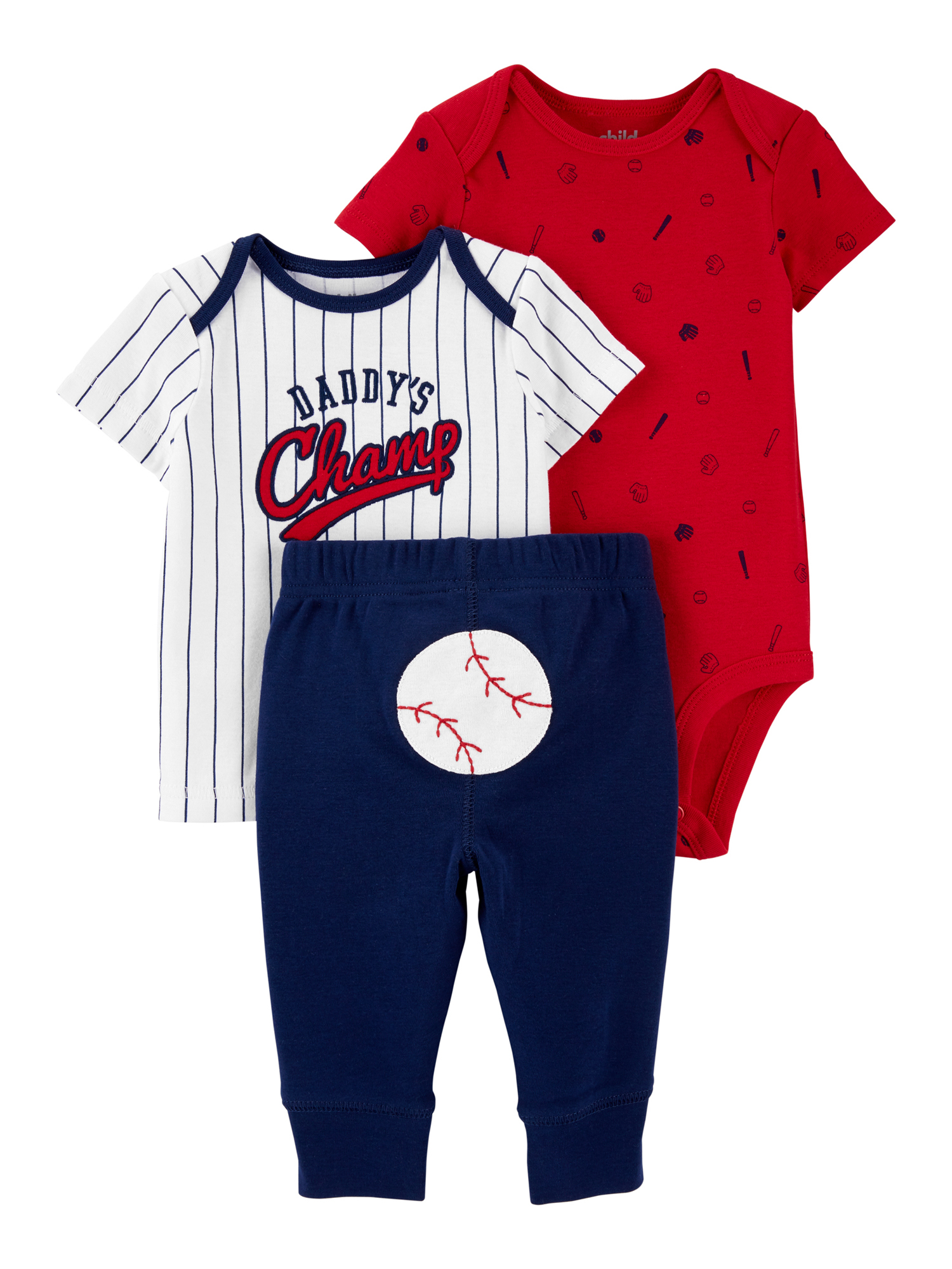 Carter's Child of Mine Baby Boy Short Sleeve Shirt, Bodysuit and Pant Outfit Set, 3-Piece (0-24 Months) - image 1 of 3