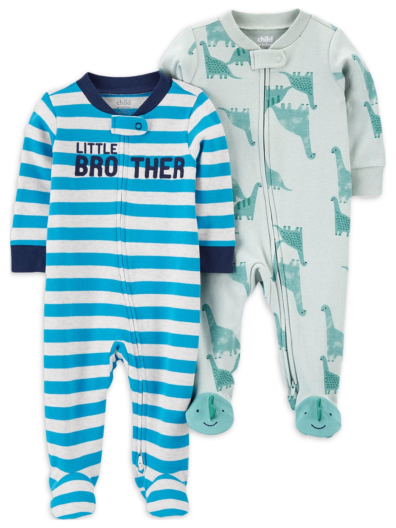 Carter's Child of Mine Baby Boy Sleep N Play Footed Pajamas, 2 Pack,  Preemie - 6/9 Months