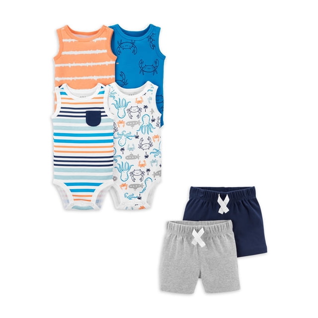 Carter's Child of Mine Baby Boy Sleeveless Bodysuits & Shorts Outfit
