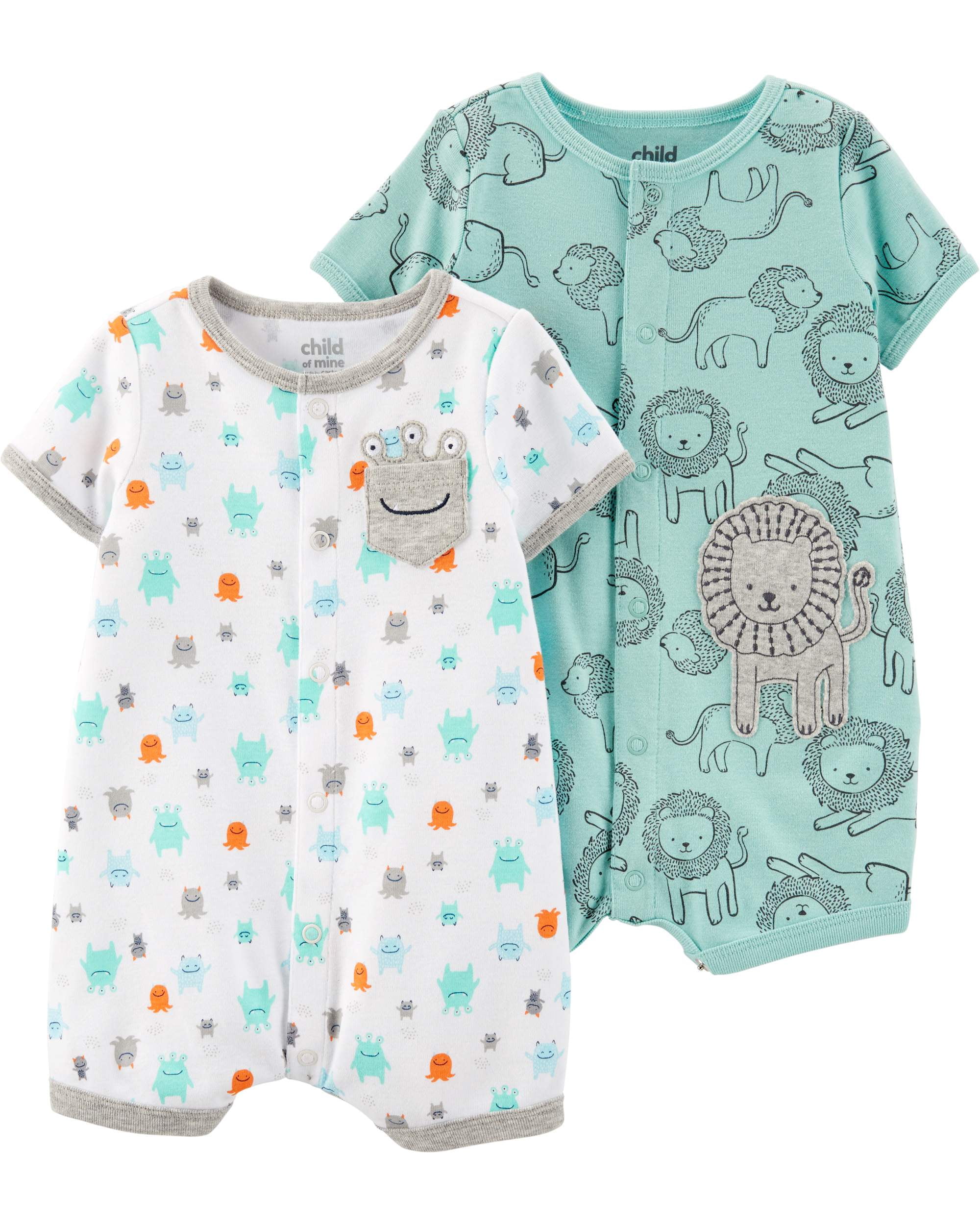 Carter's Child of Mine Baby Boy Snap up romper, 2pack