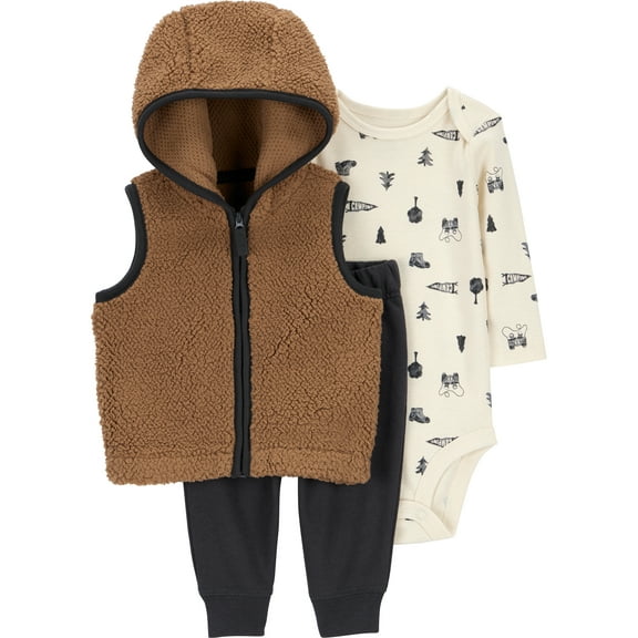 Carter's Child of Mine Baby and Toddler Boy Vest Outfit Set, 3-Piece, Sizes 0/3-24 Months