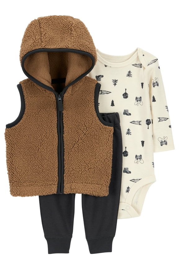 Baby and Toddler Boy Vest Outfit Set, 3-Piece, Sizes 0/3-24 Months