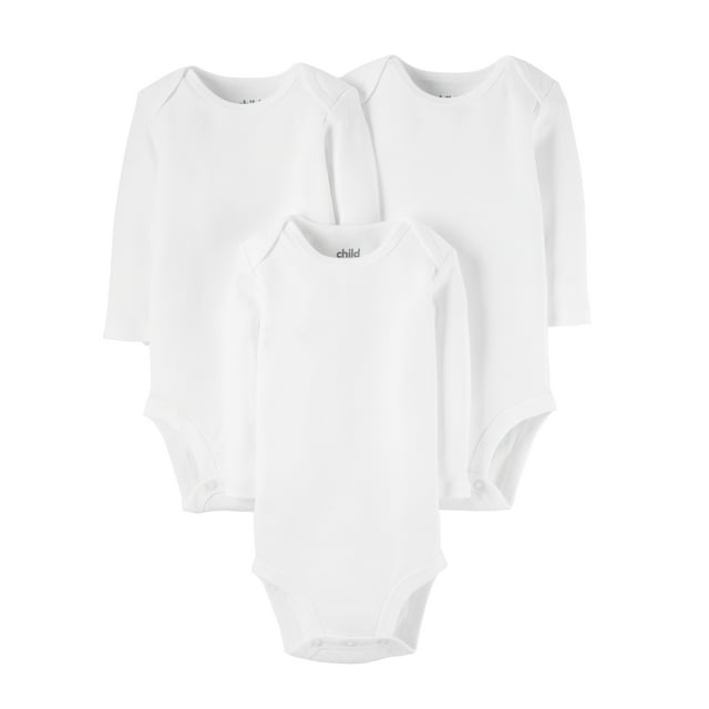 Carter's Child of Mine Baby Boy or Girl Gender Neutral Long Sleeve Bodysuits, 3-Pack
