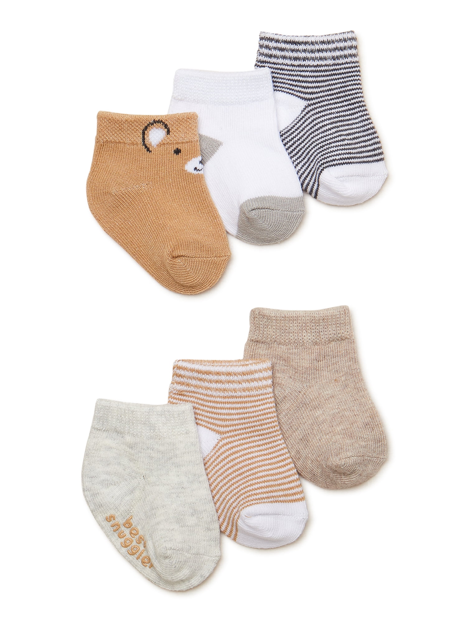 Carter's Child of Mine Baby Boys Bear Ankle Socks, 6-Pack, 0-12 Months
