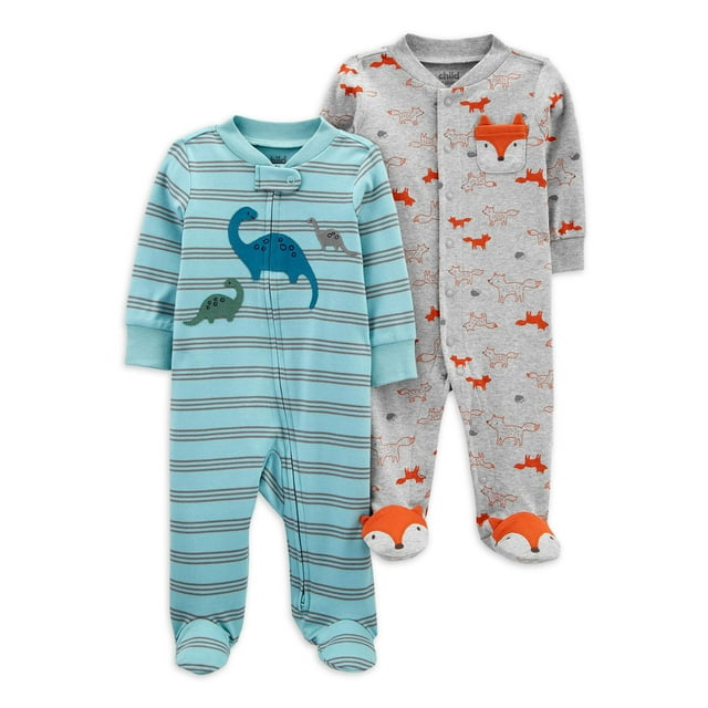 Carter's Child of Mine Baby Boys Interlock Cotton Sleep 'N Play Pajamas, 2-Pack (Preemie-9M)