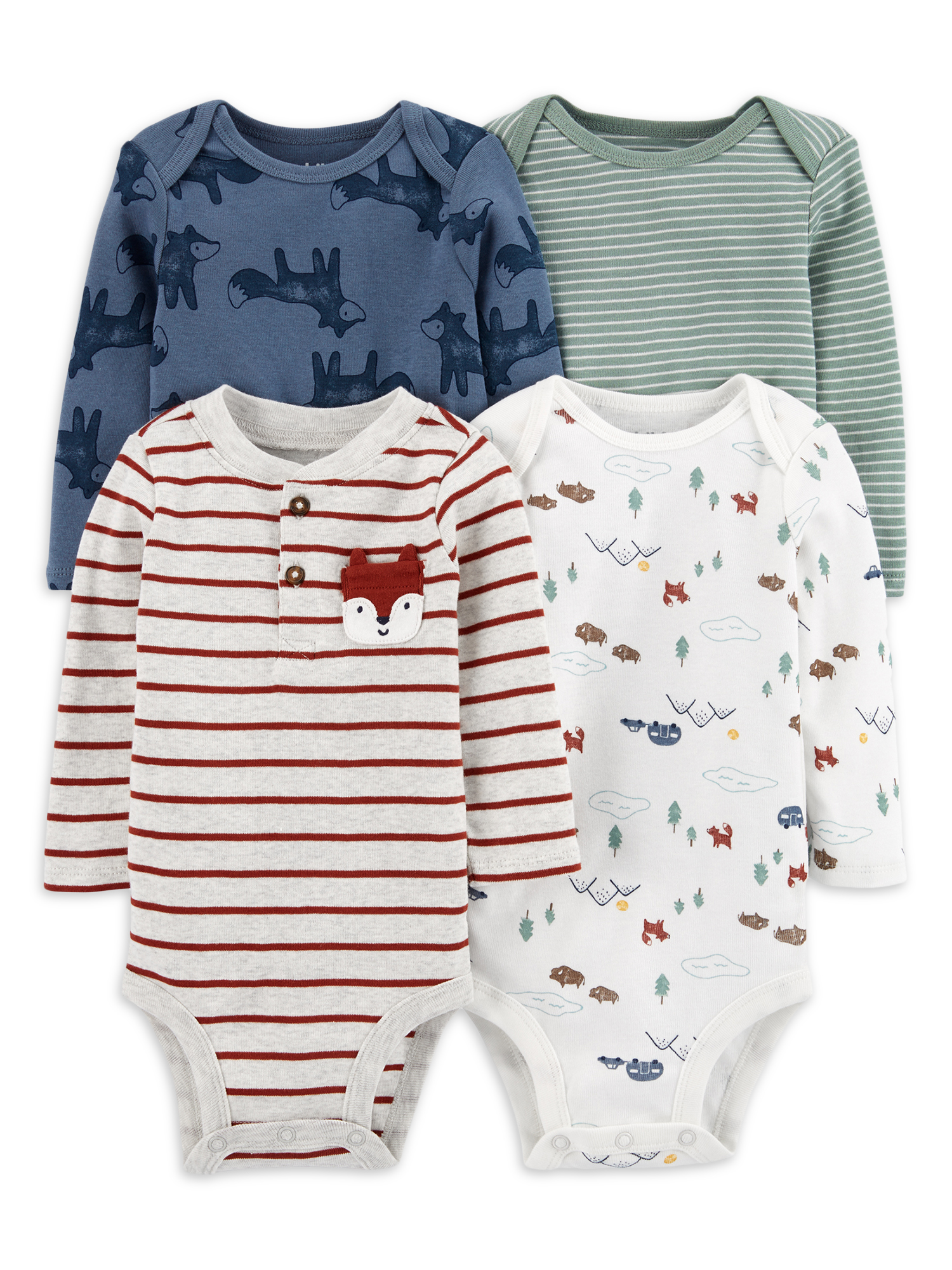 Carter's Child of Mine Baby Boys Long Sleeve Bodysuits, 4 Pack, Preemie-24 Months - image 1 of 7