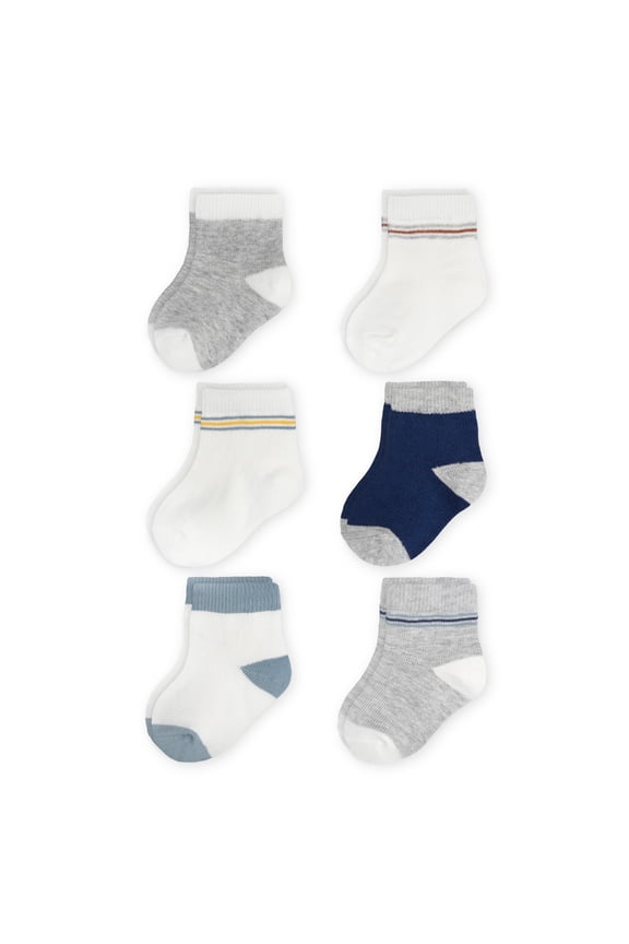 Baby Boys' Retro Crew Socks, 6-Pack, Sizes 0-12 Months