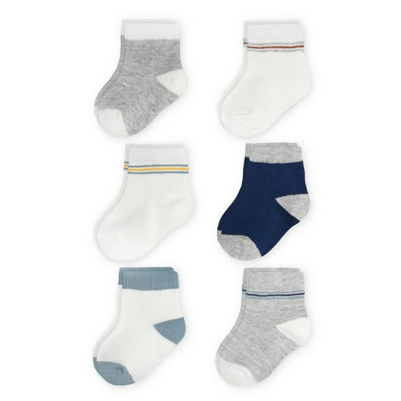 Carter's Child of Mine Baby Boys' Retro Crew Socks, 6-Pack, Sizes 0-12 Months