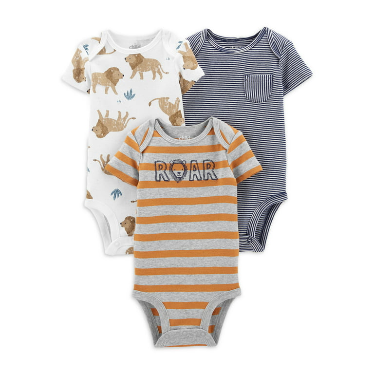 Carter's Child of Mine Baby Boys Safari Bodysuit, 3-Pack, Preemie-18 Months