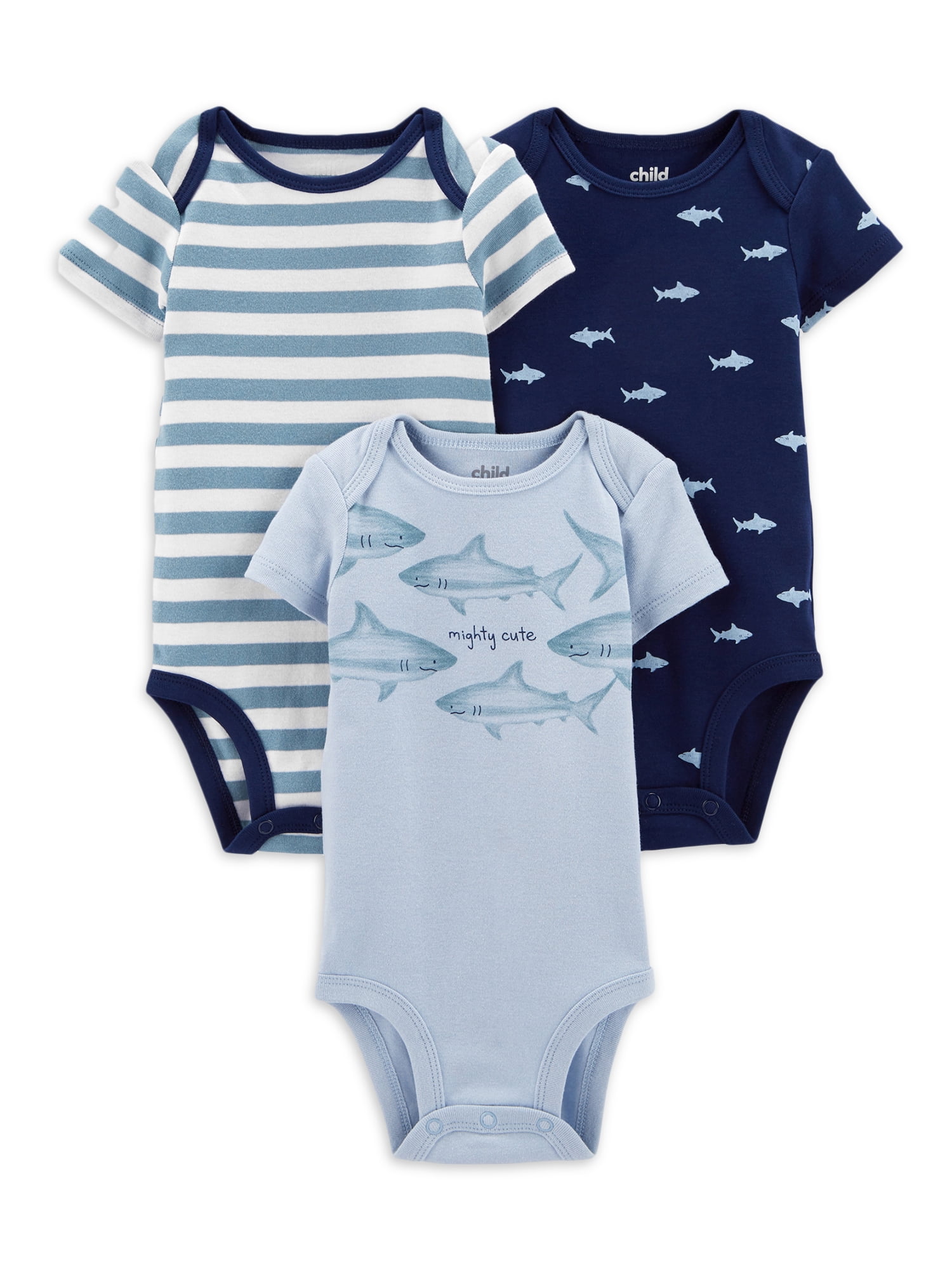 Carter's Child of Mine Baby Boys Shark Bodysuit, 3-Pack, Sizes Preemie-18  Months 