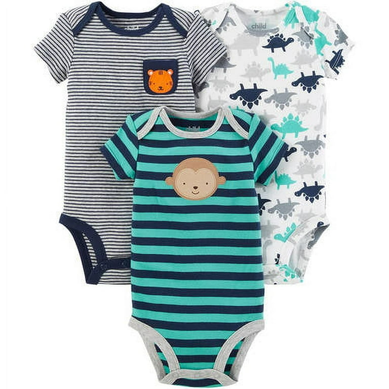 Carter's Child of Mine Baby Boys Short Sleeve Bodysuits, 3-Pack
