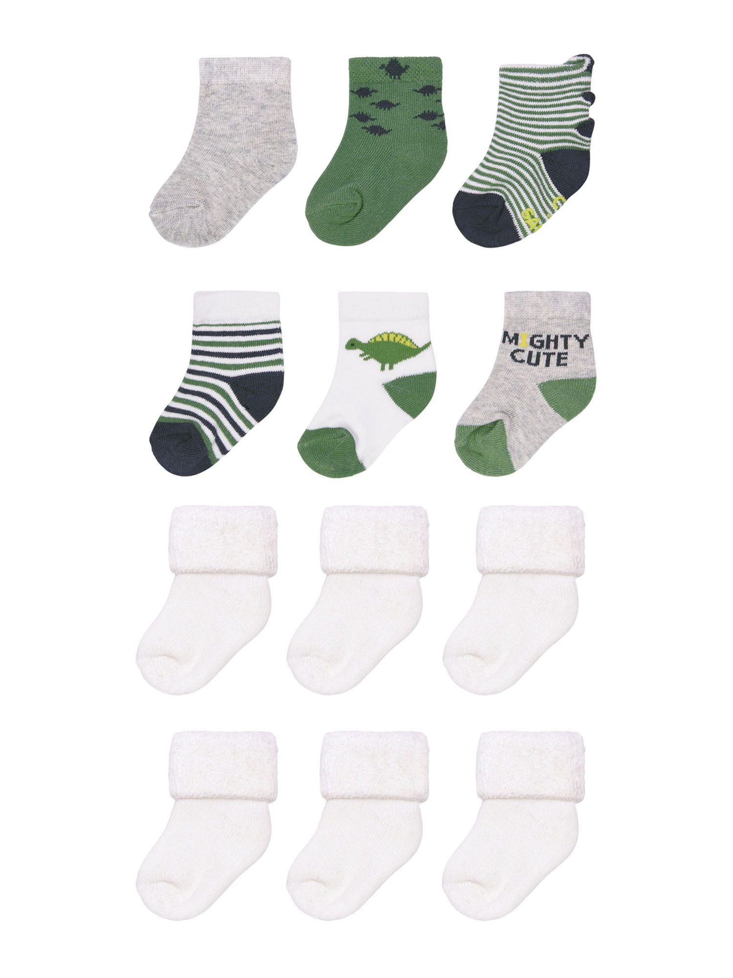 Carter's Child of Mine Baby Boys Socks, 12Pack Dino and Folded Cuff