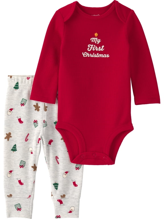 Baby Christmas Bodysuit and Pant Set, 2-Piece, Sizes Preemie - 12 Months