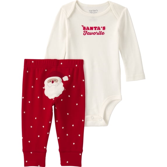 Carter's Child of Mine Baby Christmas Bodysuit and Pant Set, 2-Piece, Sizes Preemie - 12 Months