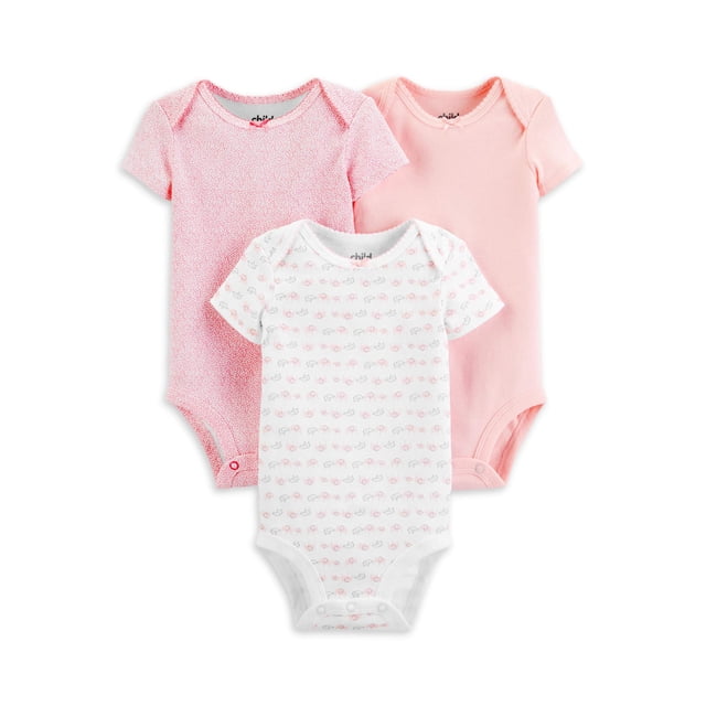Carter's Child of Mine Baby Girl Basic Short Sleeve Bodysuits, 3Pack