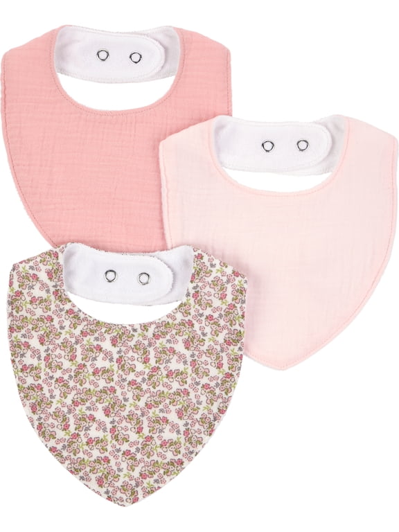 Baby Girl Bibs, 3-Pack, One Size