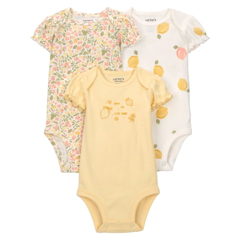 Baby Girl Bodysuit, 3-Pack, Sizes Preemie-18 Months