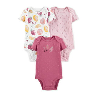 Wonder Nation Baby Girls Short Sleeve Bodysuits, 6-Pack (Newborn- 24M) 