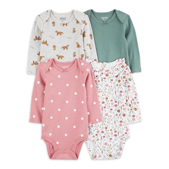 Carter's Child of Mine Baby Girl Bodysuit, 4Pack, Sizes Preemie18