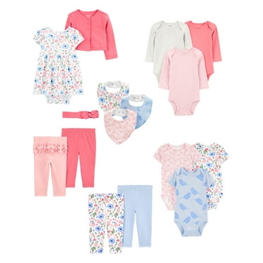 Carter's Child of Mine Baby Girl Bodysuit, Bib, Pant and Outfit Set, 16-Piece, Sizes Preemie-18 Months