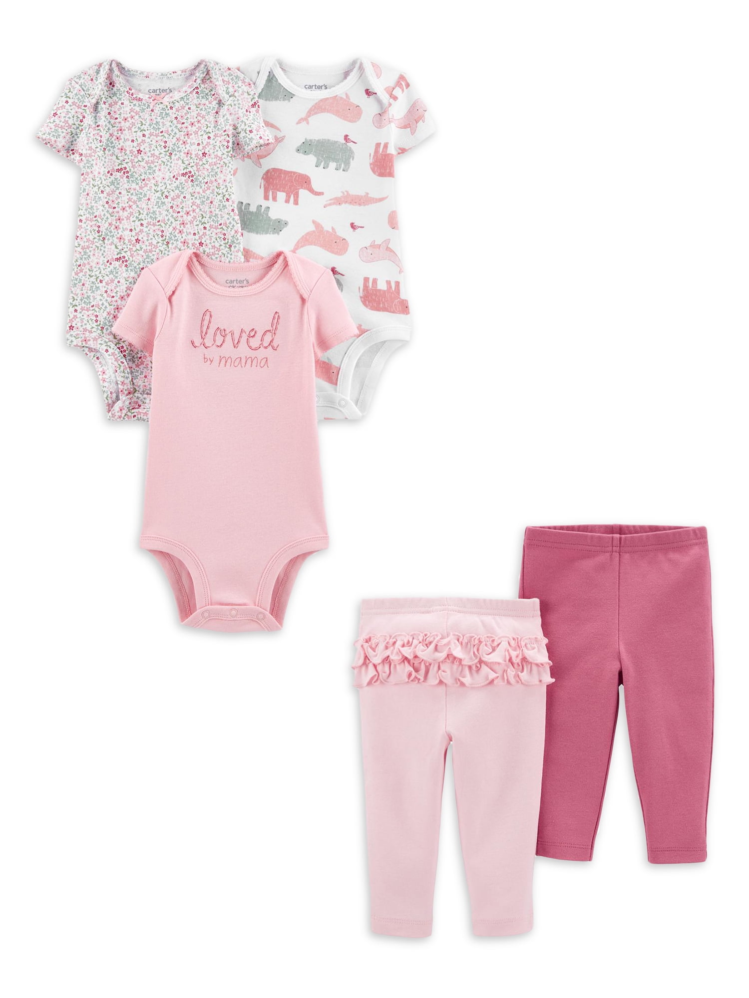 Carter's Baby Girls' 5-Pack S/S Bodysuits - Pink/Poppy - 18 Months :  : Clothing, Shoes & Accessories