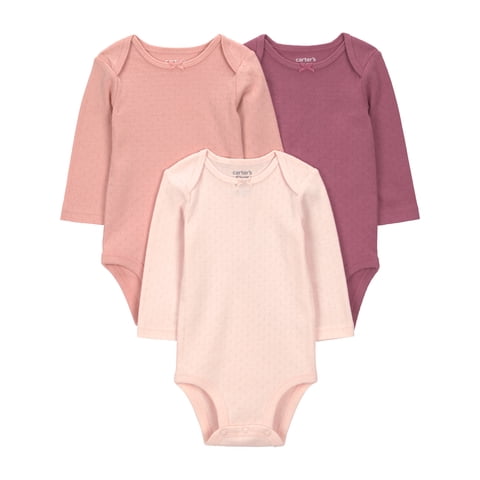Baby Girl Bodysuits, 3-Pack, Sizes Preemie-18 Months