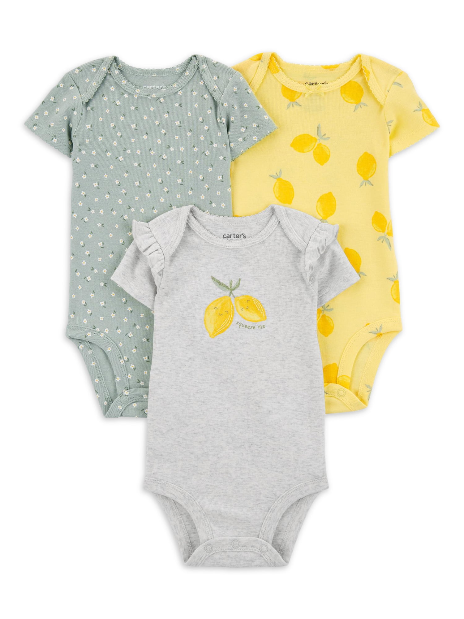 Carter s Child of Mine Baby Girl Bodysuits 3 Pack Sizes Preemie 18 Months Walmart
