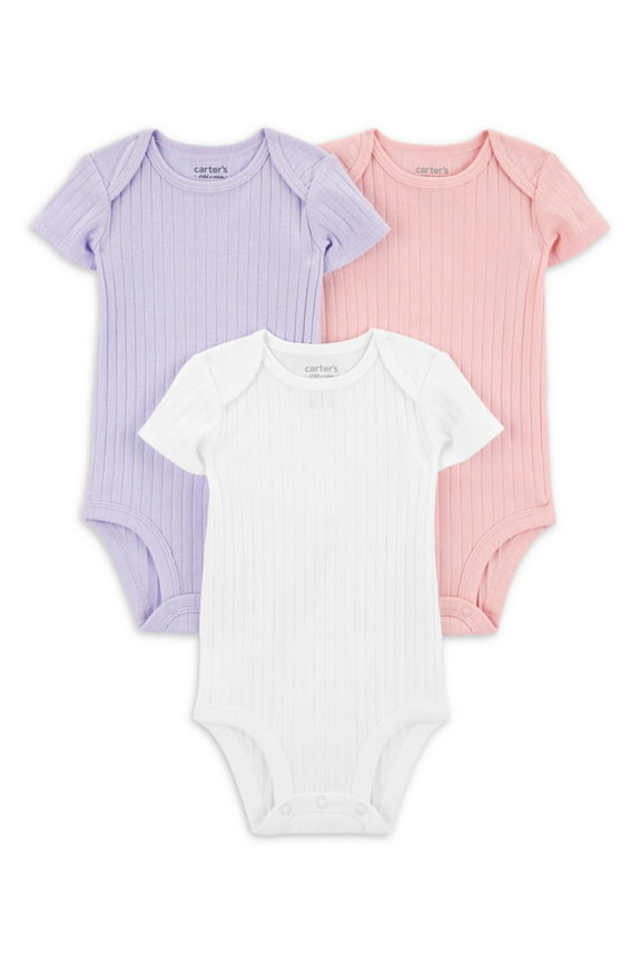 Baby Girl Bodysuits, 3-Pack, Sizes Preemie-18 Months