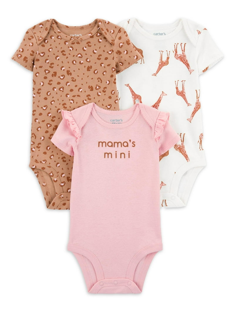 Carter's Child of Mine Baby Girl Bodysuits, 3-Pack, Sizes Preemie