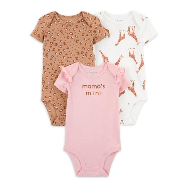 Carter's Child of Mine Baby Girl Bodysuits, 3Pack, Sizes Preemie18