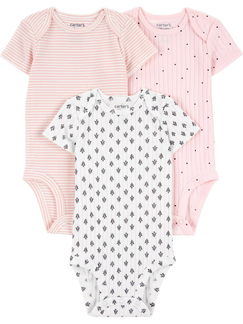 Carter's Child of Mine Baby Girl Bodysuit Set, 3-Pack, Short