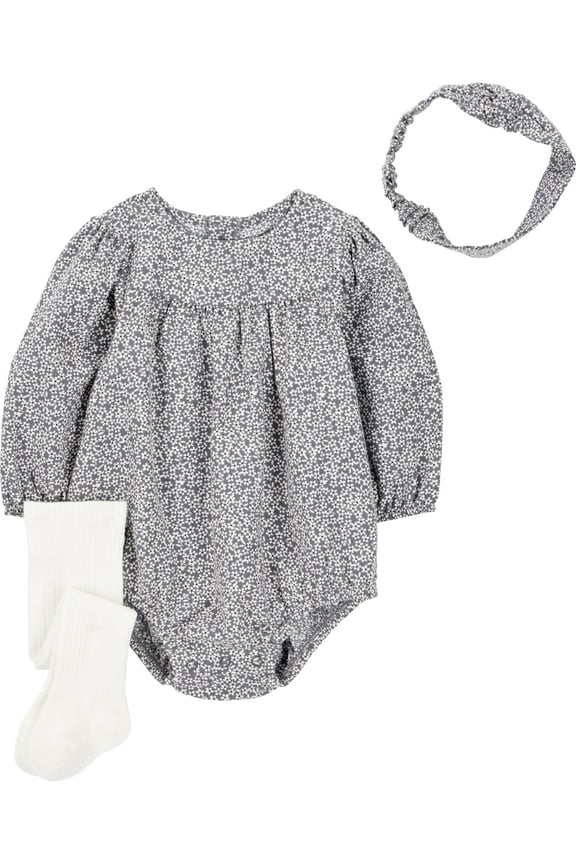 Baby Girl Bubble Romper Set, 3-Piece, Sizes 0/3-24 Months